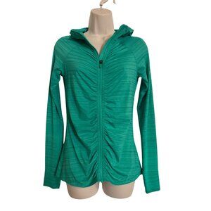 Athleta Circuit Full Zip Size XS Green Hoodie Long Sleeve Thumb Holes EUC